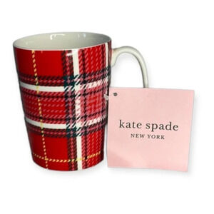 KATE SPADE Lenox Christmas Paid 10oz Mug Red 295.7ml Dishwasher Microwave Safe